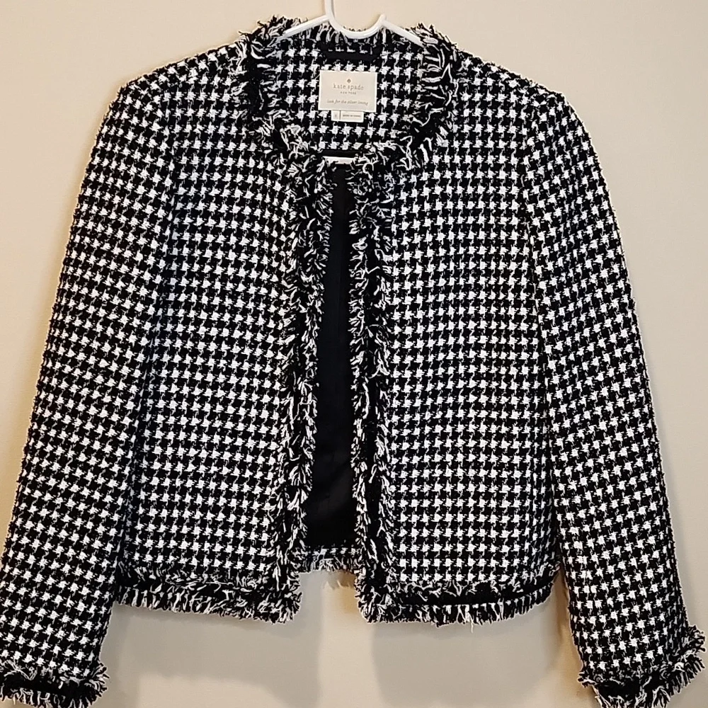 Kate Spade Black and White Houndstooth Blazer